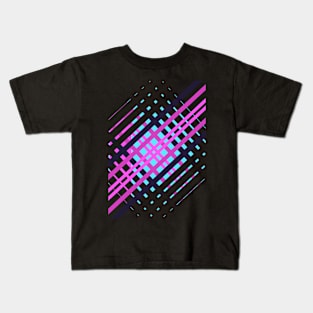 Geometric pattern stripes pink black Kids T-Shirt